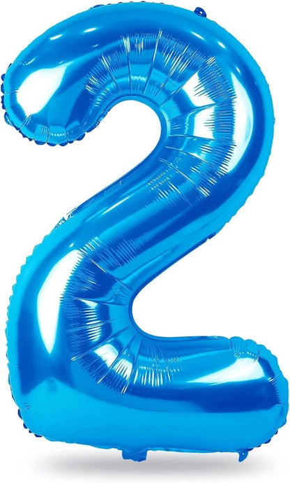 Large 40-Inch Foil Number Balloons Set 0-9 - Self-Inflating Helium Balloons for Birthdays | Blue