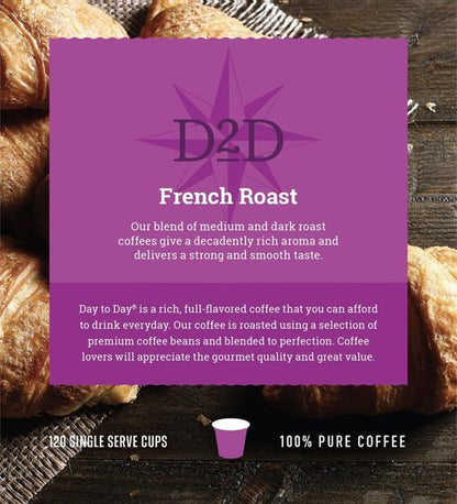 Day To Day Coffee French Roast Coffee Pods - 120 Count | Compatible with Keurig K-Cup Brewers