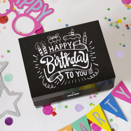 FETTIPOP Confetti Surprise Gift Box - Black Premium Exploding Prank Kit | 7.2x5.5x4.3 in.