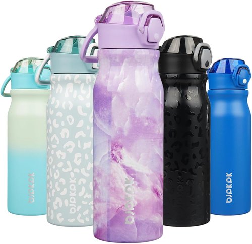 BJPKPK Insulated Water Bottle - 25oz Stainless Steel Flask with Straw, Leak-Proof Lid & Carry Handle | Dawn Color
