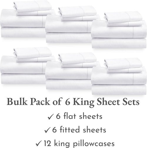 California Design Den King Size Sheet Sets - 400 Thread Count 100% Cotton Sateen, Deep Pocket | 6 Flat & Fitted Sheets + 12 Pillowcases (White)