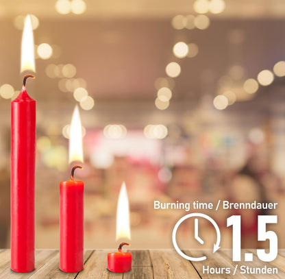 BRUBAKER Mini Taper Candles - 20 Pcs Unscented Red Candles for Rituals, Weddings & Home Decor | 3¾ x ½ Inches