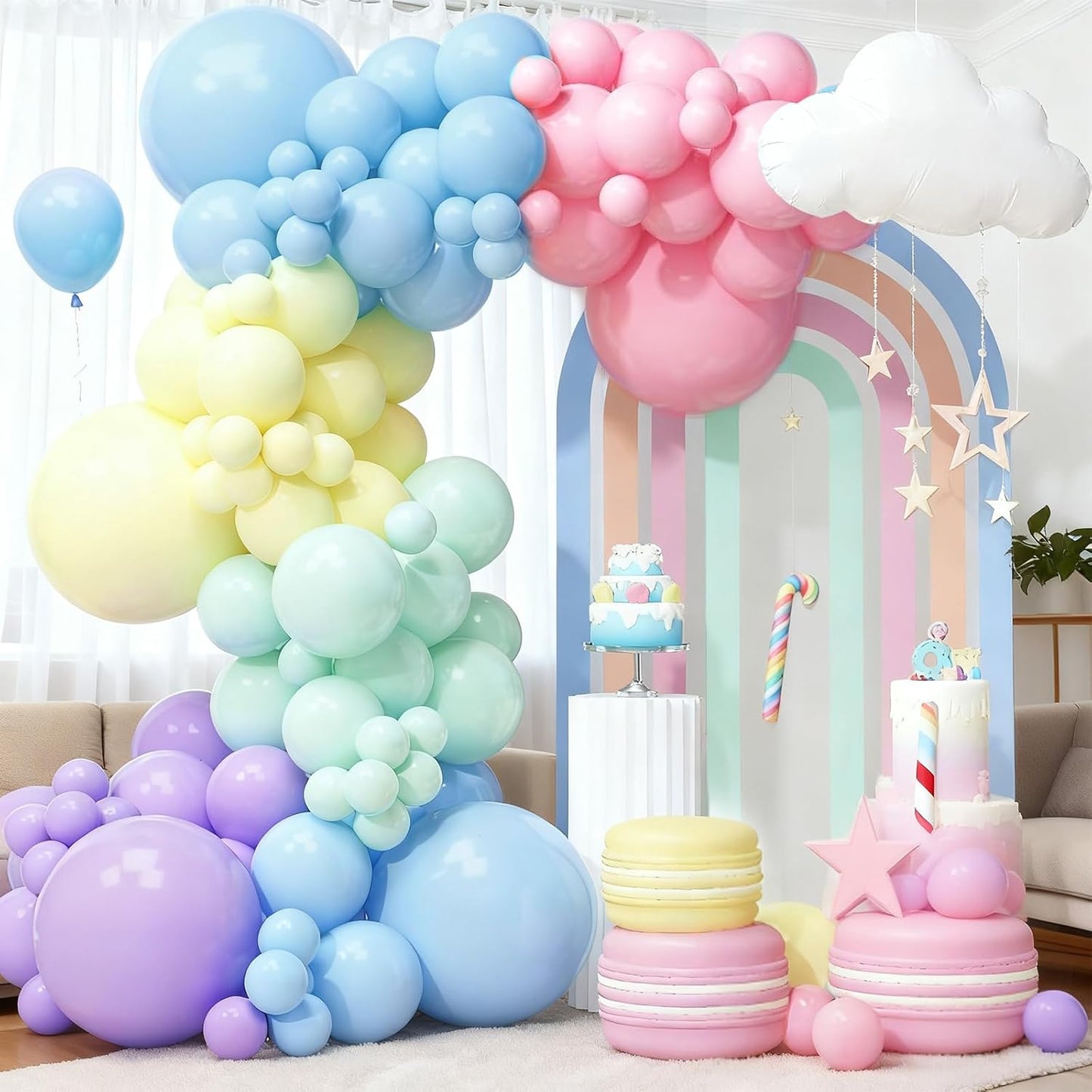Patimate Pastel Balloons - 100 Pack 12-Inch Round Macaron Color Latex Balloons for Parties & Events