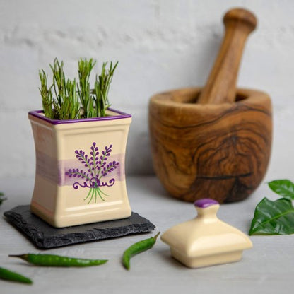 City to Cottage Ceramic Kitchen Herb & Spice Storage Jar - 5.3oz/150ml, Cream Lavender Floral Design