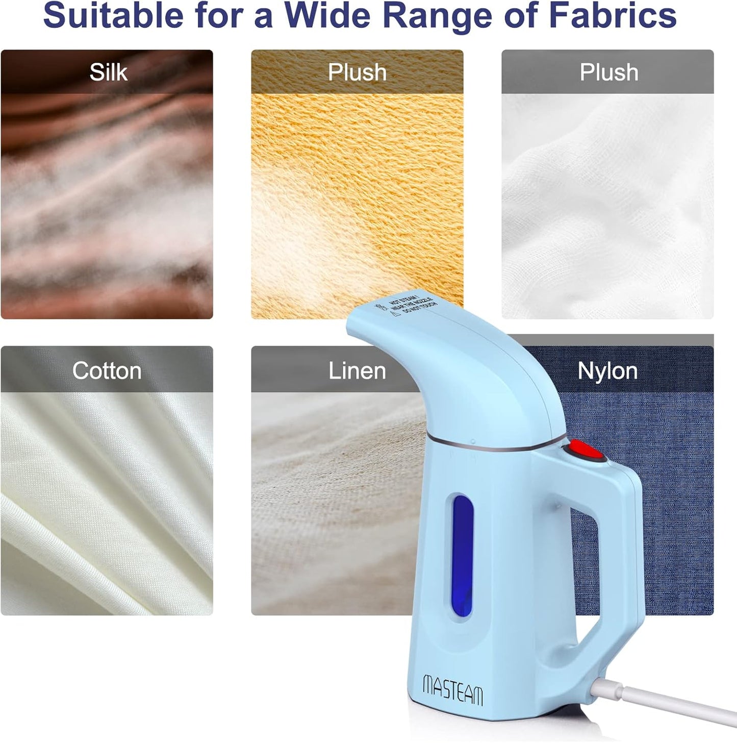 Skiennix Handheld Clothes Steamer - Fast Heat-Up in 40 Seconds | Lightweight 1.5lbs, 800W, 8FT Cord, Blue