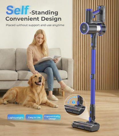 Skiennix Cordless Vacuum Cleaner - 550W, 50KPa Suction, 45 Mins Runtime | Anti-Tangle Brush & LED Display for Home & Car