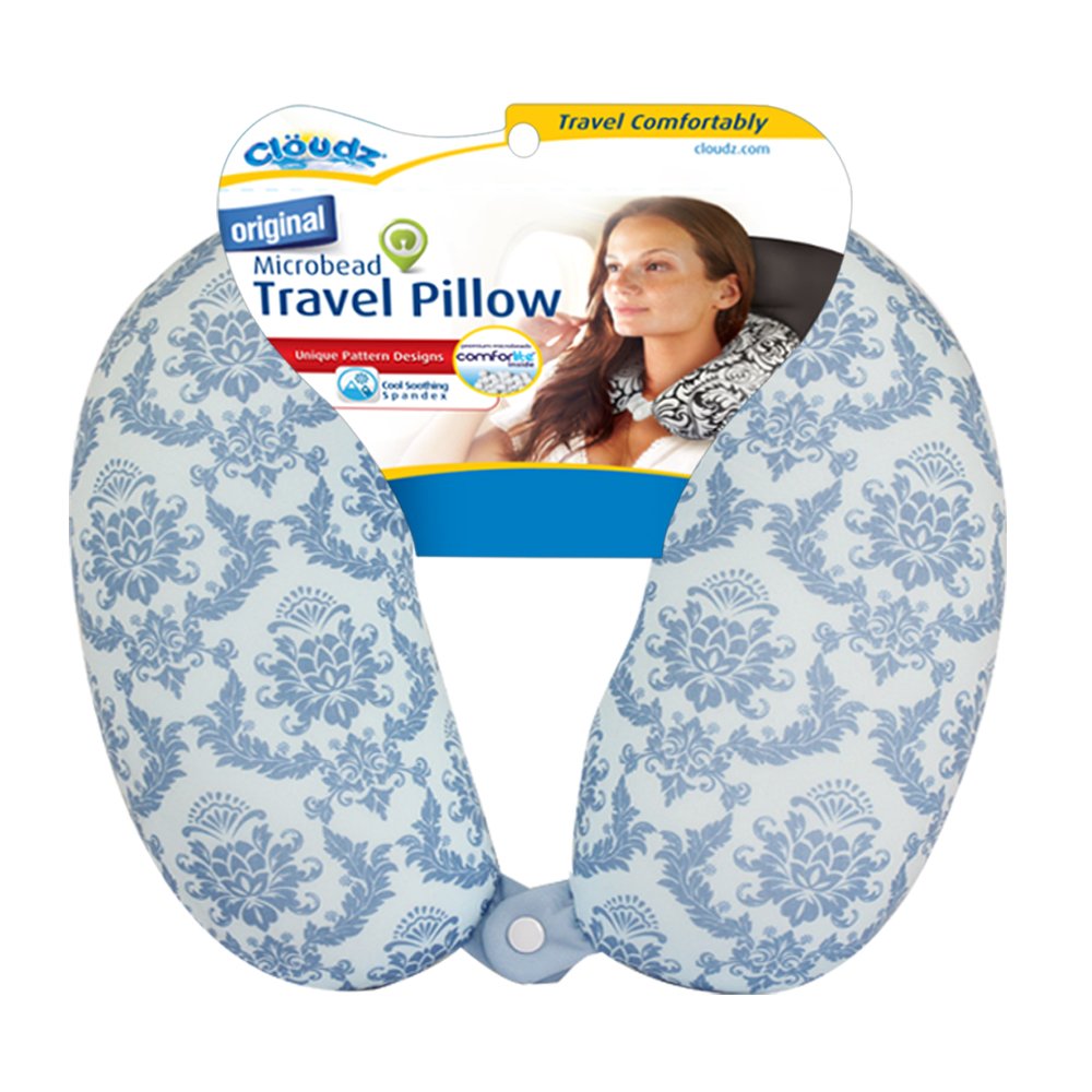 Cloudz Patterned Microbead Travel Neck Pillows - Blue Print