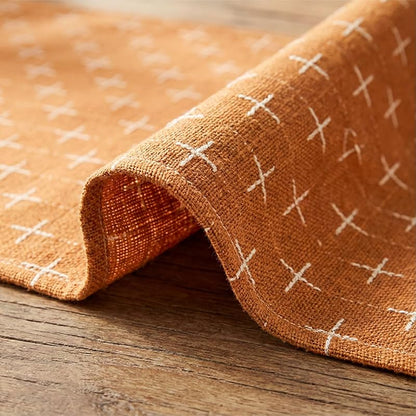 Caramel Cross-Star Textured Table Runner 13x72 Inch - Waterproof Seasonal Kitchen Decor - Artoid Mode (Variation: Caramel 13" x 72")