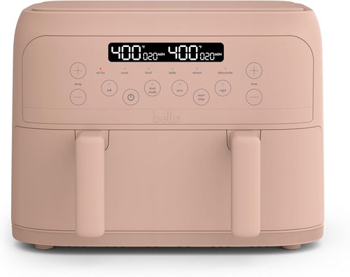 Bella 4 Qt TriZone Air Fryer - Dual Basket Design with Removable Divider & Digital Touchscreen | 1200 Watt, Blossom Color