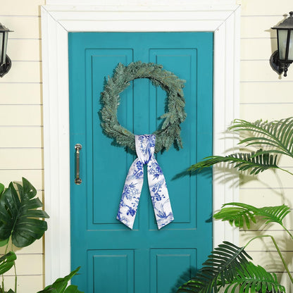 XunYee Wreath Sash Set - 6 Pcs Embroidery Monogram Decor for Indoor/Outdoor Use | Chinoiserie Design