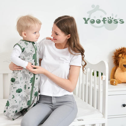 Yoofoss Baby Sleep Sack - 100% Organic Cotton Wearable Blanket | 2-Way Zipper, 3-Pack for 6-12 Months