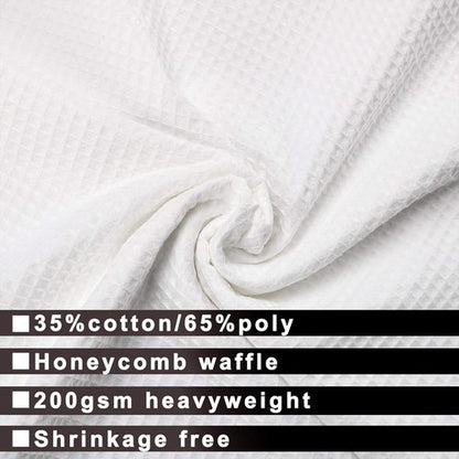 Hotel Style Cotton Shower Curtain with Snap-in Fabric Liner, Mesh Window Top, Honeycomb Waffle Weave Cotton Blend Fabric, Washable, White, 72x72 Inches