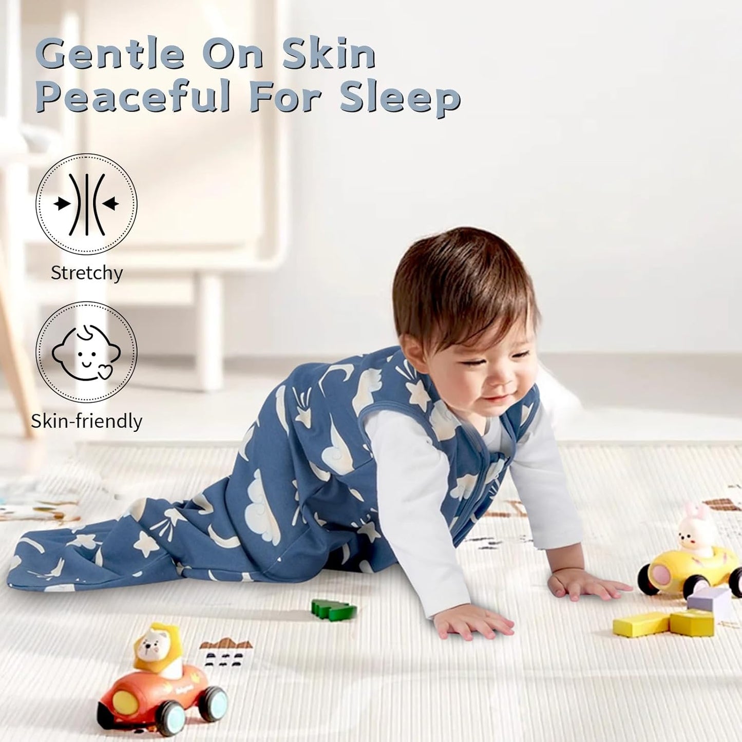 Skiennix Baby Sleep Sack - 100% Cotton Wearable Blanket for Newborns | 3-Pack, 0.5 TOG, 2-Way Zipper