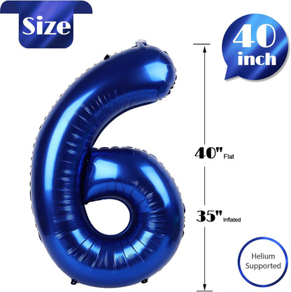 Number 6 Balloon by [Brand Name] - 40 Inch Night Blue Foil Balloon for 6th Birthday Party Decorations