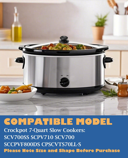 Oval Glass Lid 7 Quart Compatible with Crock-Pot Slow Cooker SCV700-S-BR, Standable Replacement lid for Hamilton Beach Slow Cooker 33474G, Stand-Up Slow Cooker Lids 7 Quart SCV700, SCV700SS, SCV700-KC
