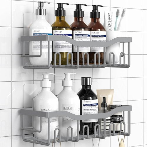 EUDELE Shower Caddy - 2 Pack Adhesive Organizer | Rustproof Stainless Steel for Bathroom & Kitchen Storage
