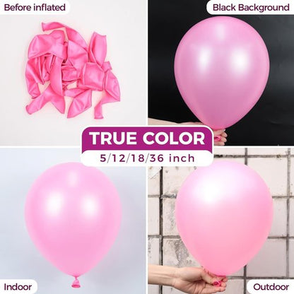 Bezente Pearl Pink Balloons - 100 Pack 12-Inch Round Latex Balloons for Baby Girl Parties & Celebrations