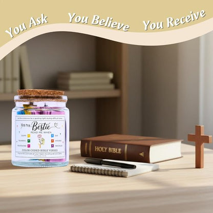 Bible Verse Jar - 92 Inspirational Scriptures for Friends | Faith-Based Encouragement Gift for Women