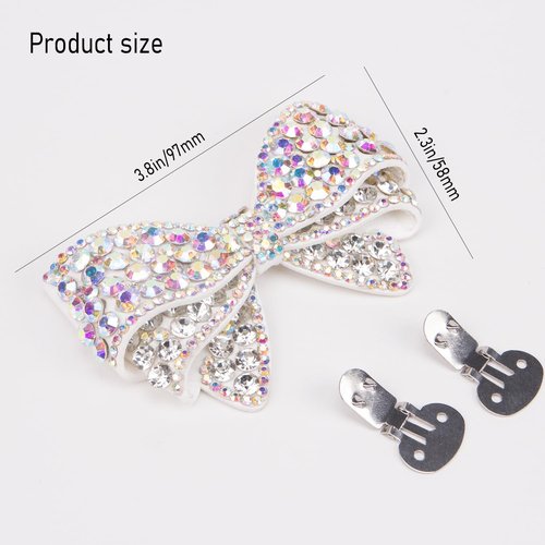 KOOBOOK Sparkly Rhinestone Bow Shoe Clips - Fashionable Shoe Decorations (2 Pcs)