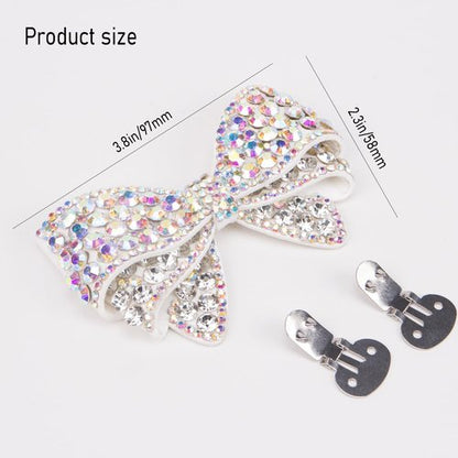 KOOBOOK Sparkly Rhinestone Bow Shoe Clips - Fashionable Shoe Decorations (2 Pcs)