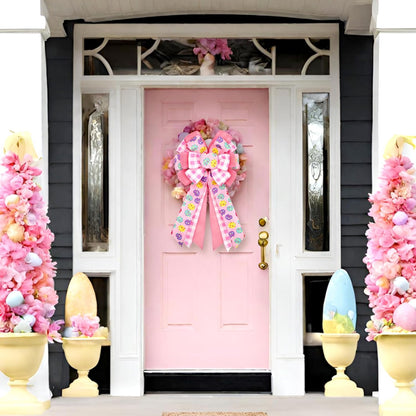 Montekin Large Easter Bows - Pre-Tied Wired Ribbon Bow for Wreaths | 20x11 Inch, 2 Pack in Pink
