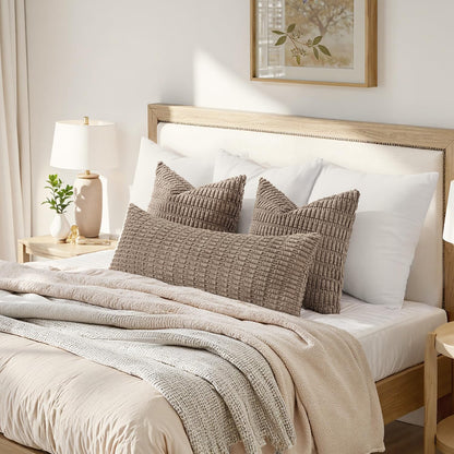 MIULEE Light Brown Long Body Lumbar Throw Pillow Cover - Soft Boho Decor 14x36 Inch for Couch & Sofa