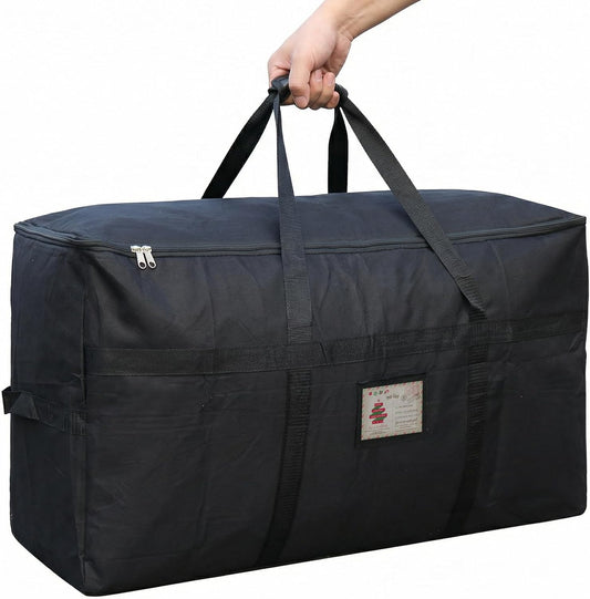 Skiennix Large Moving Bags - 4 FT Christmas Tree Storage Bag with Strong Zipper & Comfortable Handles | Durable Black Totes for College Supplies