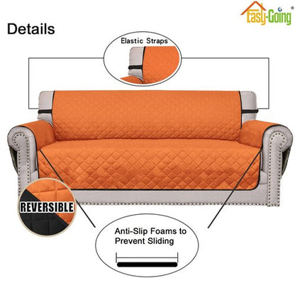 Easy-Going Sofa Slipcover Reversible Loveseat Sofa Cover Couch Cover for 2 Cushion Couch Furniture Protector with Elastic Straps for Pets Kids Dog Cat (Oversized Loveseat, Orange/Black)