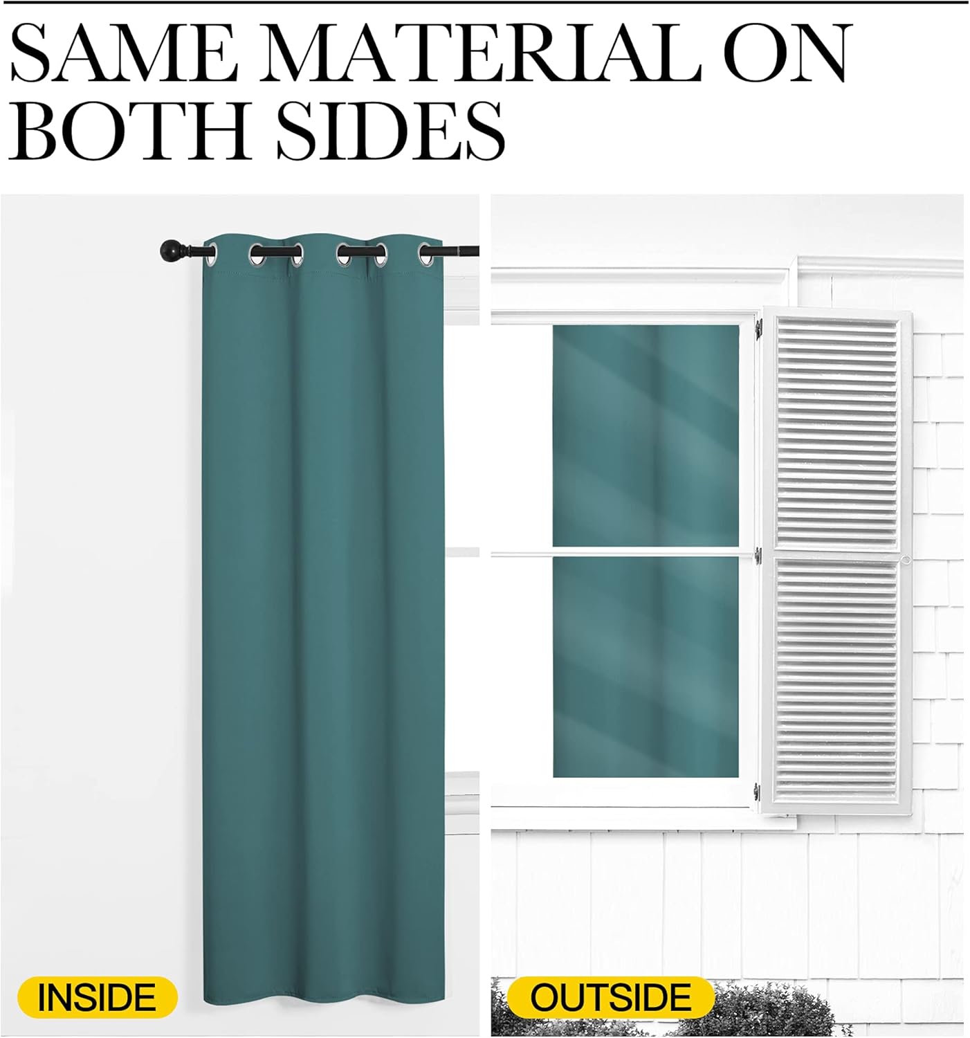NICETOWN Blackout Curtains for Patio Glass Doors - Sea Teal Privacy Panels, 42" x 95" (1 Pair)