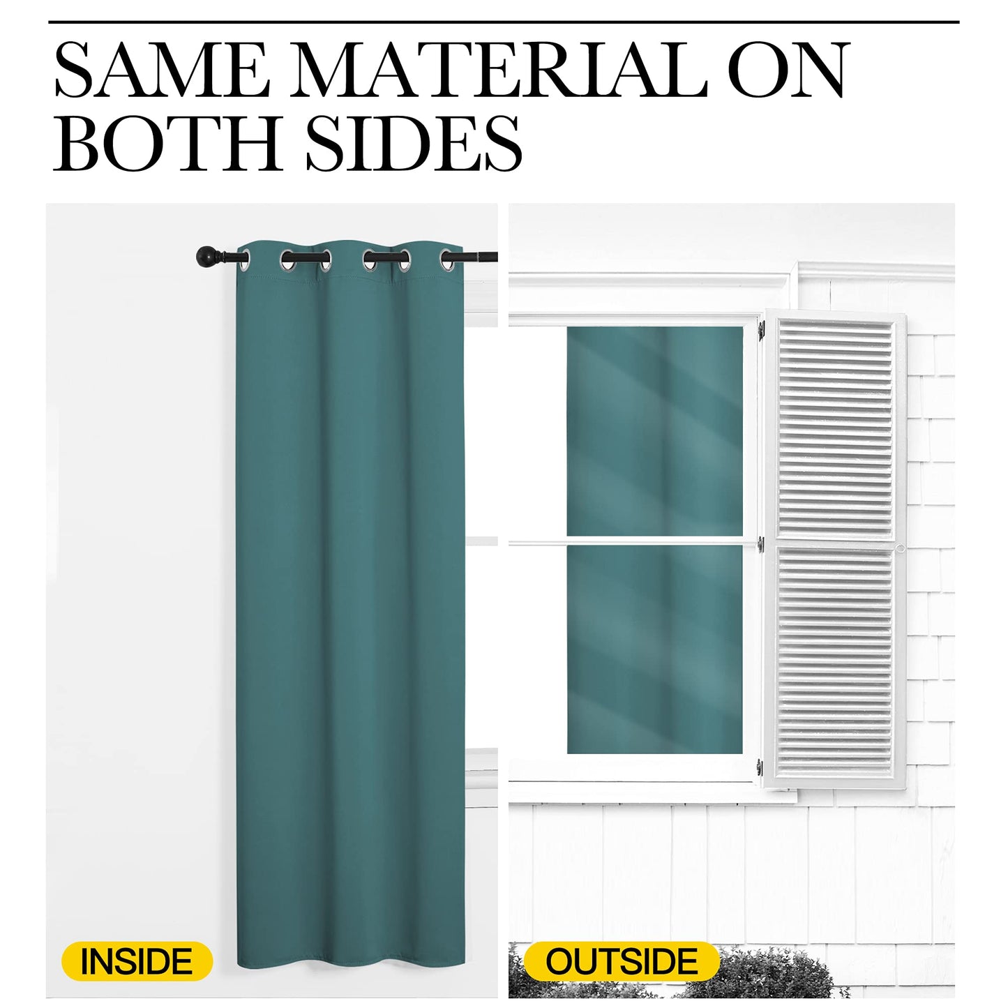 NICETOWN Blackout Curtains for Kids Room - Triple Weave Microfiber Home Thermal Insulated Solid Ring Top Blackout Panels/Drapes for Bedroom(Sea Teal, Set of 2, 55 x 96 Inch)