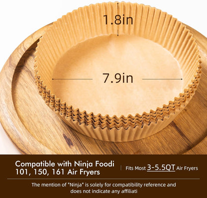 Ninja 100PCS Non-Stick Disposable Parchment Paper - Easy Clean for 8-Inch Air Fryers | Compatible with AF101, AF150 XL, AF161