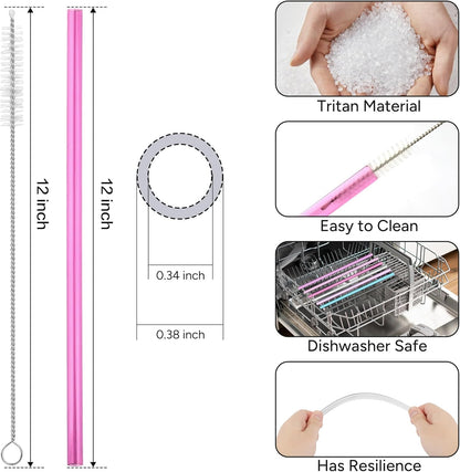 Stanley Replacement Straws - Extra Long 12-Inch Reusable Straws for 40 oz & 30 oz Tumblers | Multicolor 6-Pack