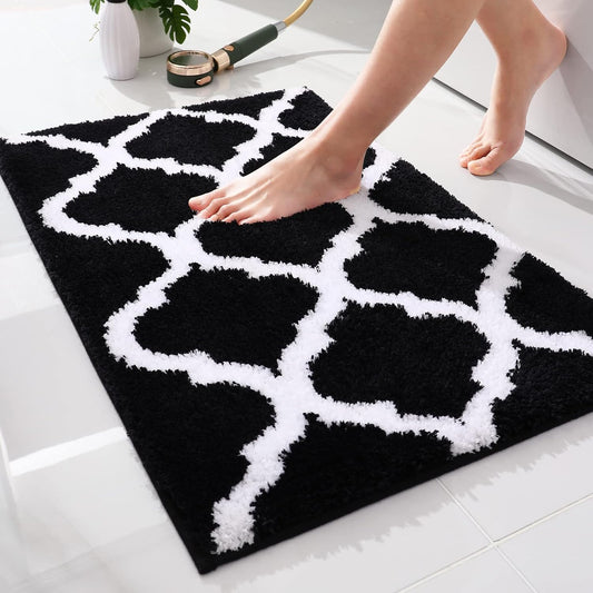 OLANLY Bathroom Rugs - Soft, Absorbent Microfiber Bath Mats | Non-Slip Shaggy Design, 30x20 Inches, Black