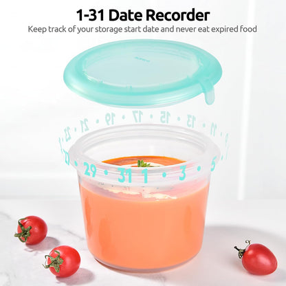 U-Taste Silicone Food Storage Containers Set - Airtight Meal Prep Boxes | Freezer & Microwave Safe, 2oz/4oz/8oz/16oz, Aqua Sky