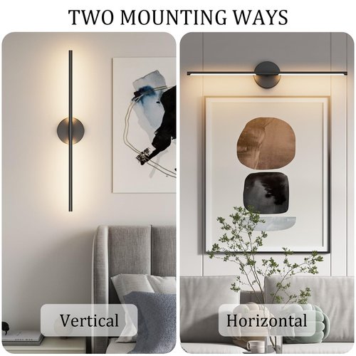 Coinmit Black Wall Sconce for Bathroom 28In Vanity Light Fixture 3000K Indoor Bathroom Sconce Over Mirror 360° Rotate for Living Room