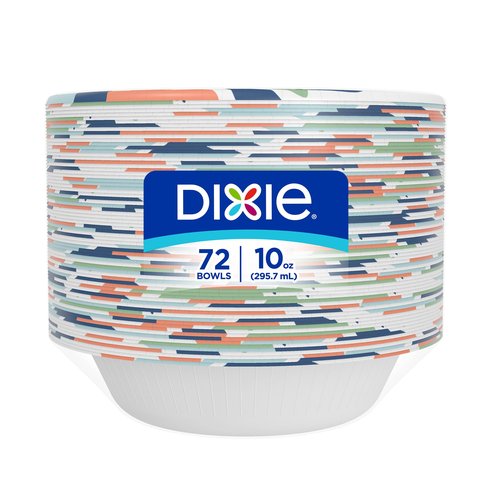 Dixie Small Paper Bowls, 10 Oz, 72 Count, Microwave-Safe, Soak-Proof, Disposable Bowls Great For Snacks, Dessert, And Light Lunch Meals