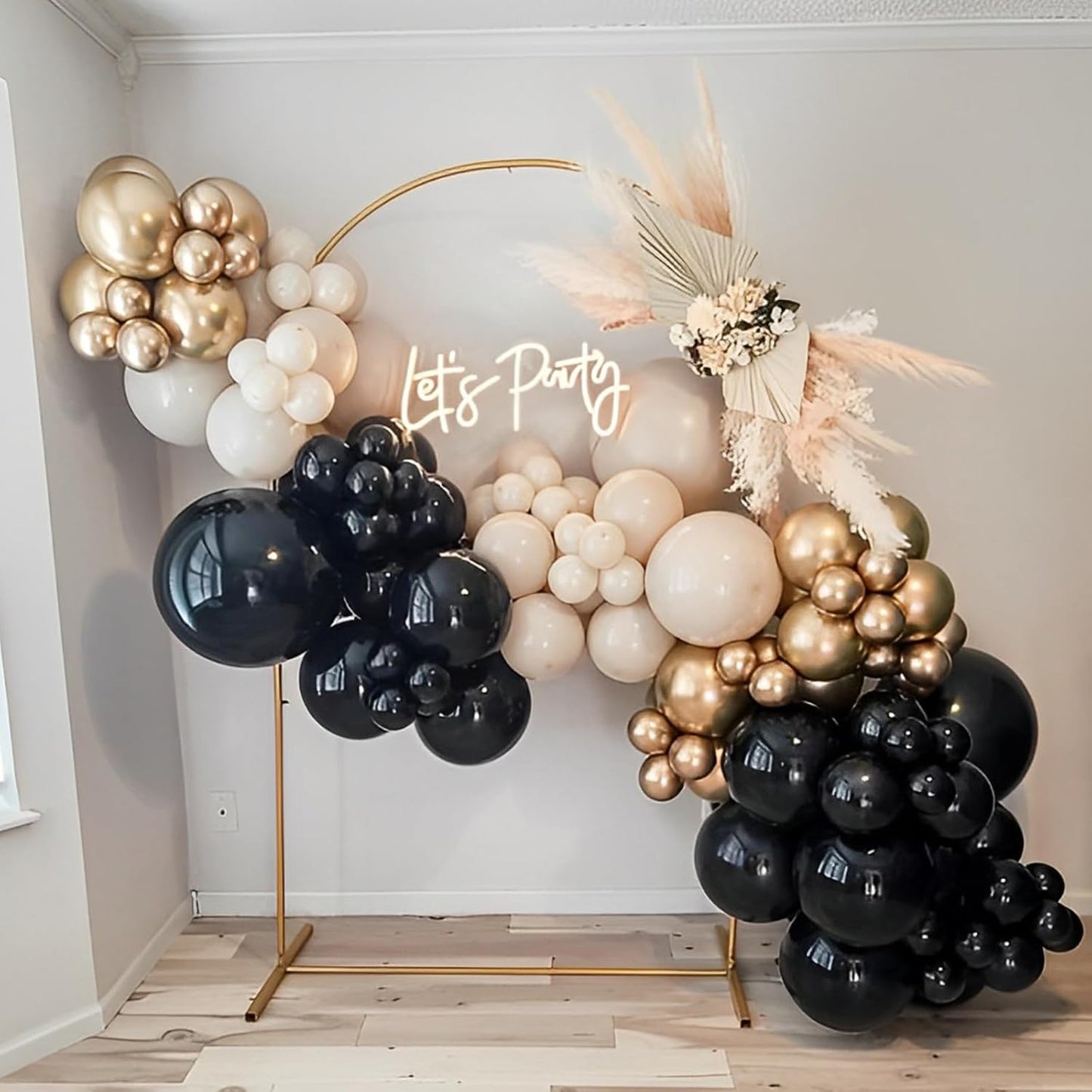 Voircoloria Black Balloon Garland Arch Kit - 90 Pack of 5/10/12/18 Inch Balloons for Weddings, Graduations & Parties