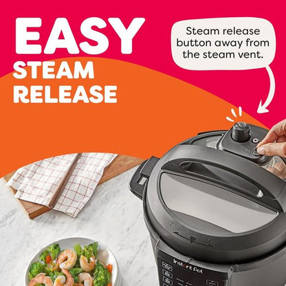 Instant Pot 6QT RIO - 7-in-1 Multi-Cooker with Pressure Cooking, Slow Cooking & More - Black, 6 Quarts