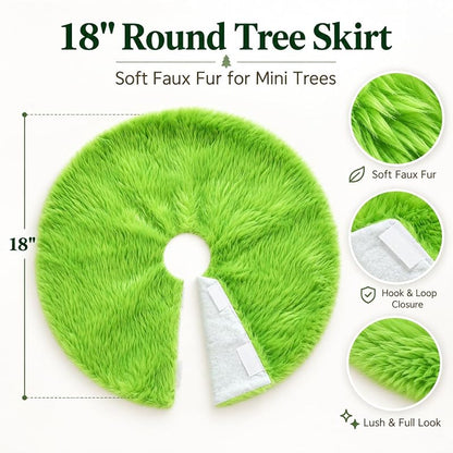 18-Inch Green Faux Fur Christmas Tree Skirt - Variation Green+18inches