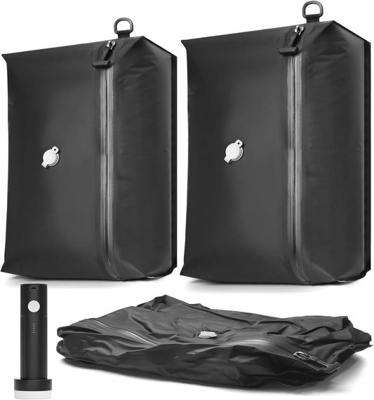 SUOCO Travel Vacuum Pack Kit - Wireless Electric Pump & Compression Bags for Luggage | 2 Small Size