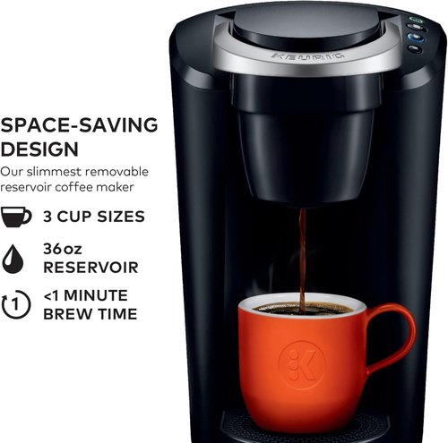 Keurig K-Compact Coffee Maker - Single-Serve K-Cup Pod Brewer with 3 Brew Sizes & 36oz Reservoir - Black