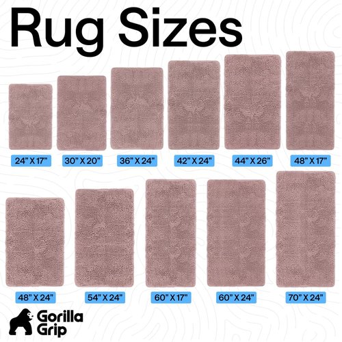 GORILLA GRIP Bath Rug Mat 36x24, Soft Absorbent Chenille, Quick Dry Microfiber Mats, Rubber Backing Washable Shower Floor Rugs, Bathmat Runner, US Designed Bathroom Home Decor Accessories Dusty Rose