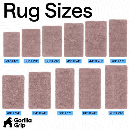GORILLA GRIP Bath Rug Mat 36x24, Soft Absorbent Chenille, Quick Dry Microfiber Mats, Rubber Backing Washable Shower Floor Rugs, Bathmat Runner, US Designed Bathroom Home Decor Accessories Dusty Rose