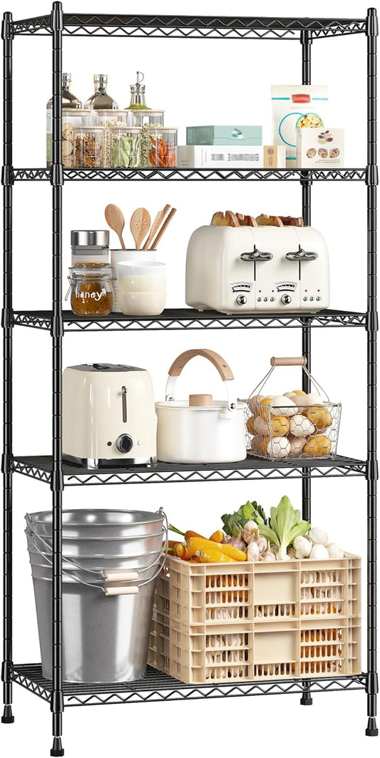 Romorgniz 5-Tier Adjustable Metal Shelving Unit - 1010LBS Capacity for Kitchen, Pantry & Closet | 59.4" H x 21.5" W x 13.6" D