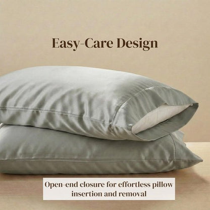 Beckham Hotel Collection Pillowcases - Queen Size Set of 2 | Cool Touch Cotton Sateen, 500TC, Aqua Gray