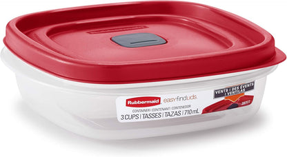 Rubbermaid EasyFindLids Food Storage Containers - BPA-Free, Microwave & Dishwasher Safe, Racer Red (12 Pack)