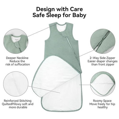 BubblePanda Bamboo Sleep Sack - Soft & Lightweight 0.5 Tog for Toddlers 12-18 Months | 2-Way Zipper Design