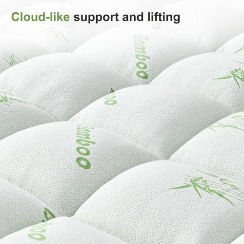 SurChic Queen Size Mattress Topper Viscose Derived from Bamboo, Soft Thick Pillow Top Mattress Pad Cover for Back Pain, Cooling Mattress Protector with 8-21 Inch Deep Pocket, White