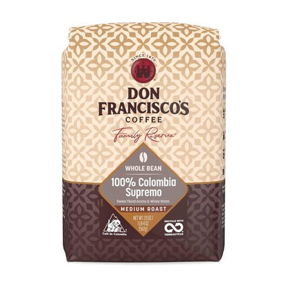 Don Francisco's 100% Colombia Supremo Whole Bean Coffee - Medium Roast 100% Arabica, 20 oz Bag