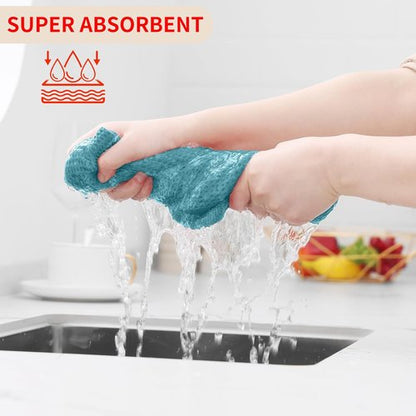 Homaxy Kitchen Dish Towels - 100% Cotton Waffle Weave, Ultra Soft & Absorbent, 13 x 28 Inches, 4-Pack | Lake Blue